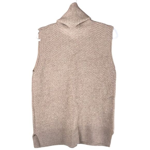 Repeat Womens 40 Medium brown knit textured sleeveless turtleneck tunic sweater - Picture 2 of 5